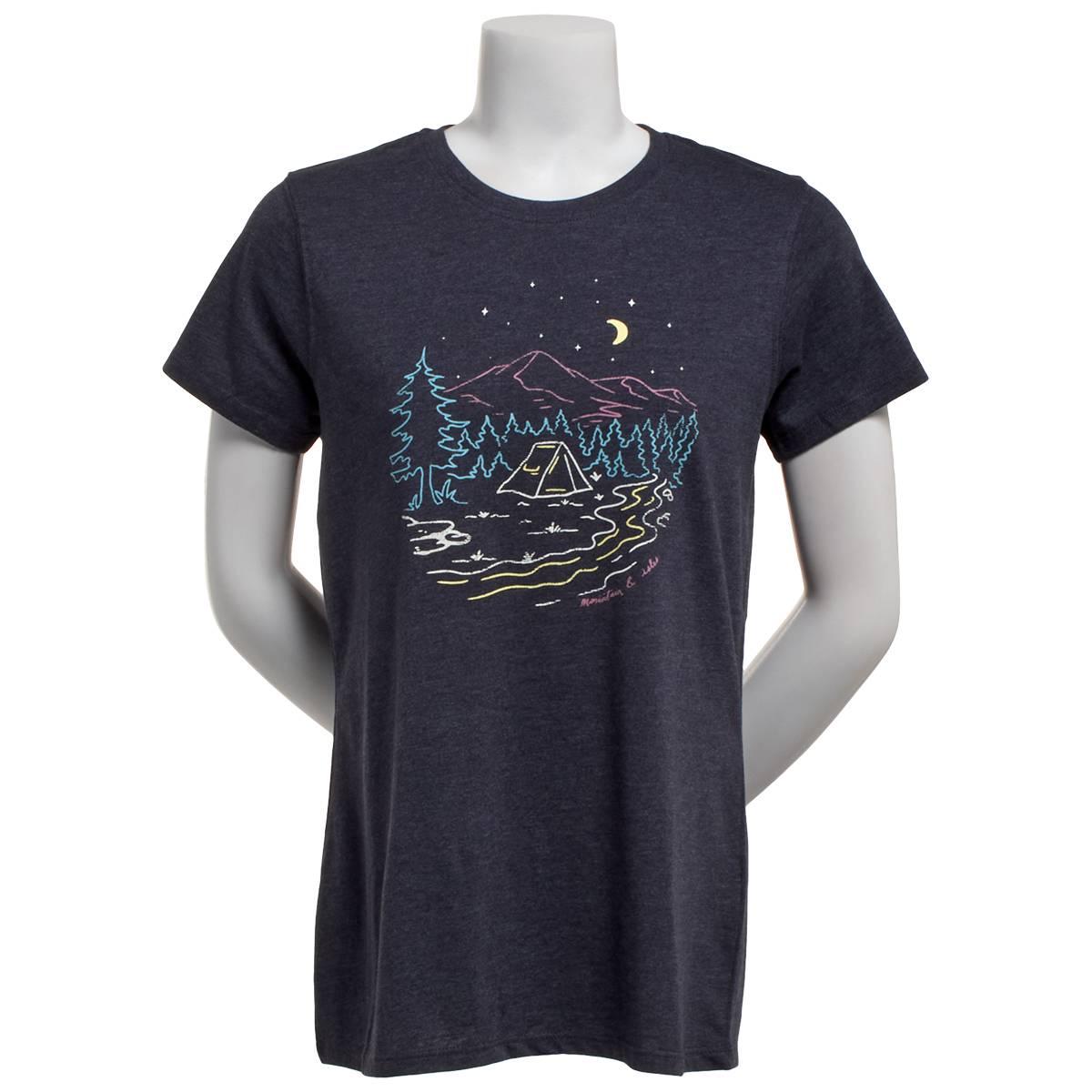 Womens Mountain and Isles Short Sleeve Campsite Graphic Tee