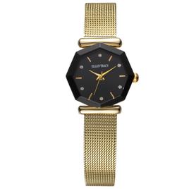 Womens Ellen Tracy Gold-Tone Faceted Bezel Watch - ET5452GD