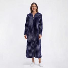 Plus Size Loungees Long Sleeve Dots Fleece Duster