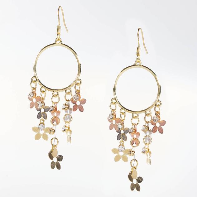 Ashley Gold-Tone Pastel Flower Hoop Earrings