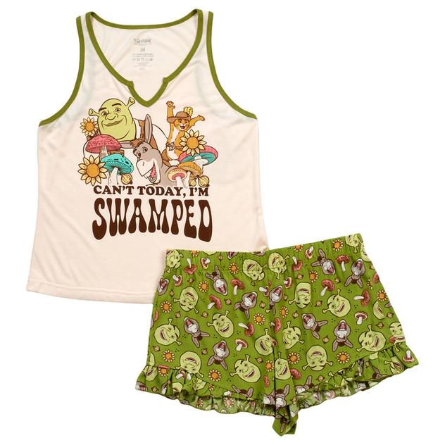 Juniors Shrek Can't Today I'm Swamped Tank Pajama Set