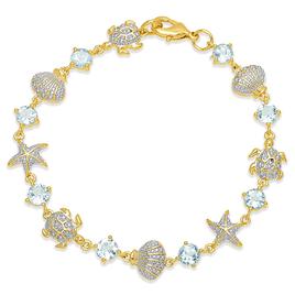Gianni Argento 14kt. Gold Plated & Blue Topaz Sealife Bracelet
