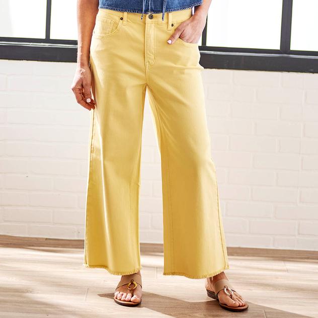 Plus Size Architect® Wide Leg Colored Frey Hem Jeans