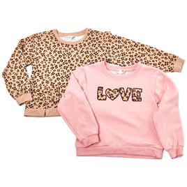 Girls (7-16) BTween(R) 2pk. Leopard/Love Fleece Lined Sweatshirt