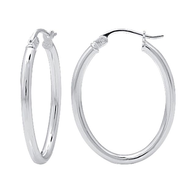 Designs by FMC Polished Sterling Silver Oval Hoop Earrings