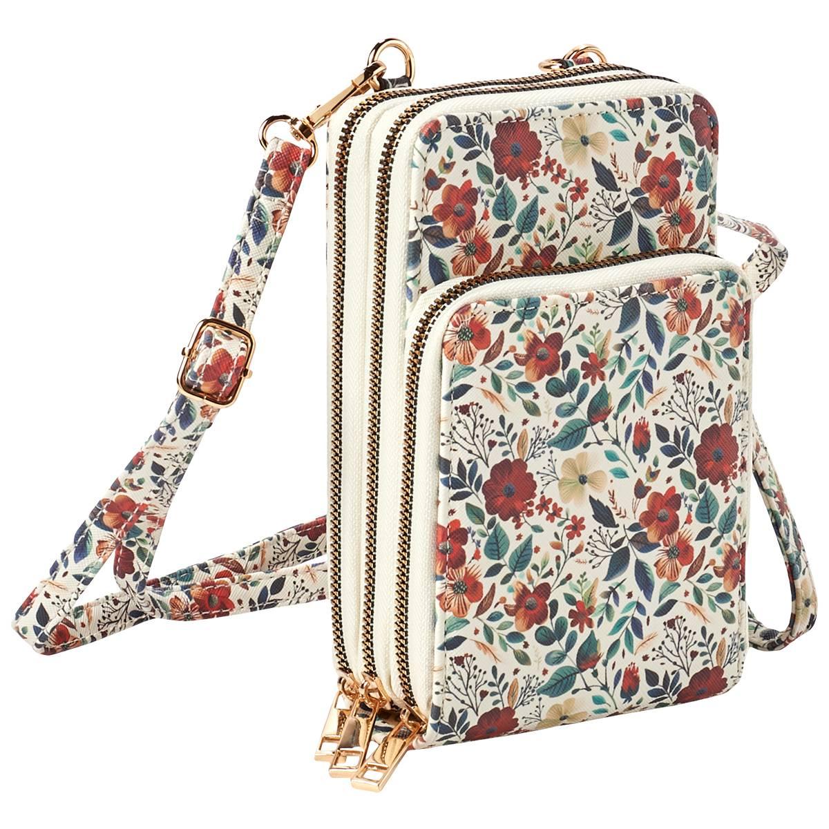 Womens DS Fashion Floral North/South Crossbody Wallet