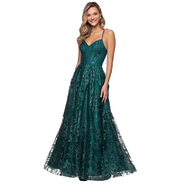 Juniors Blondie Nites Glitter Corset A-Line Dress with Pockets
