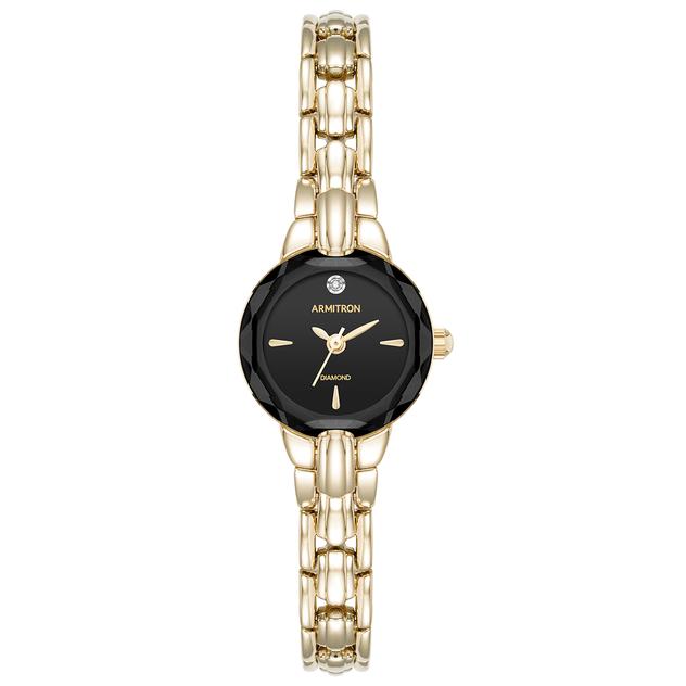Womens Armitron Diamond Accented Gold Watch - 75-5943BKGP