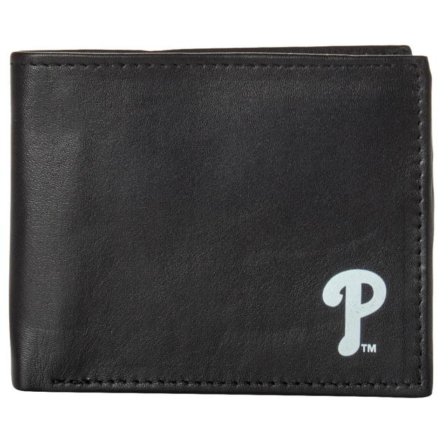 Mens MLB Phillies White Logo Sheep Leather Passcase Wallet
