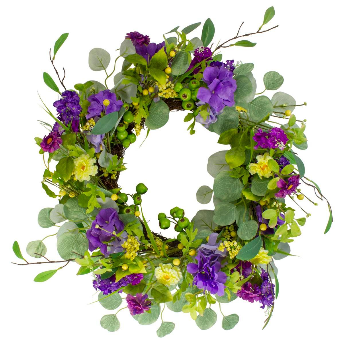 Northlight Seasonal Artificial Eucalyptus & Hydrangea Wreath