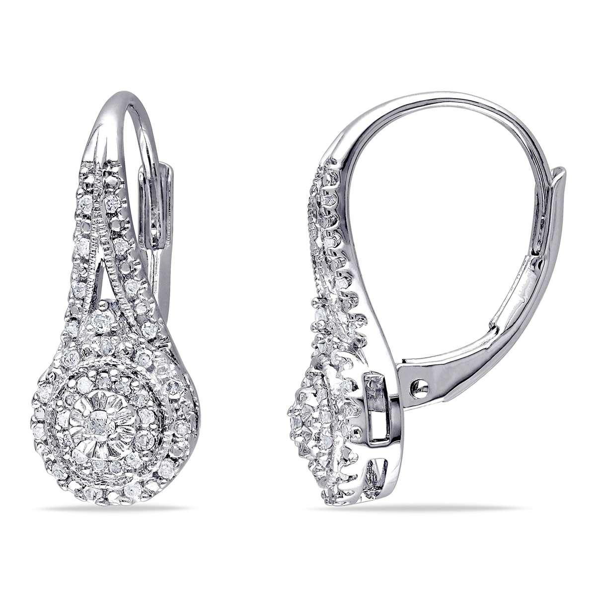 Diamond Classics(tm) Sterling Silver 1/4ctw. Leverback Earrings