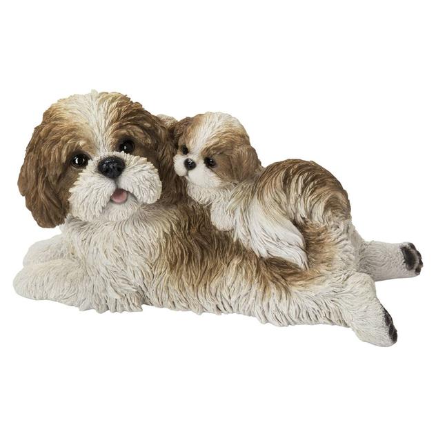 Hi-Line Gift Mother & Baby Shih Tzu Garden Statue