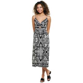 Juniors Angie Twist Front Keyhole Scarf Print Midi Slip Dress