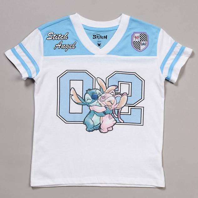 Girls (7-16) Disney Stitch & Angel Soccer Jersey Tee