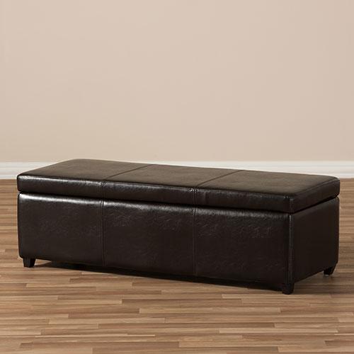 Baxton Studio Full Leather Storage Bench Ottoman