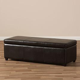 Baxton Studio Full Leather Storage Bench Ottoman