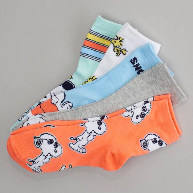 Girls Peanuts® 5pk. Snoopy in Sunglasses Mid Crew Socks