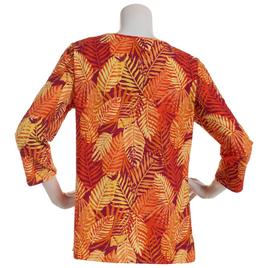 Womens Emily Daniels 3/4 Sleeve Palms Jacquard Tee-Warm/Multi