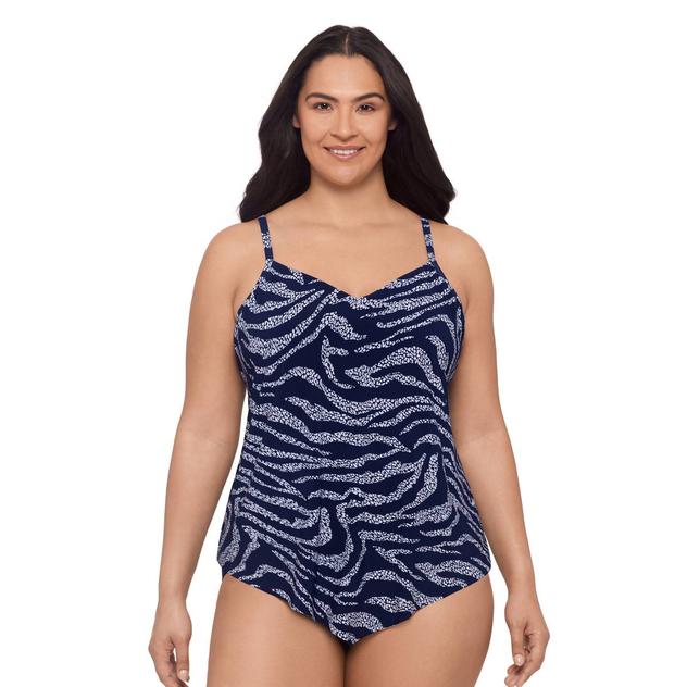 Plus Size TrimShaper Savanna Skin Hanky Hem Tankini Swim Top