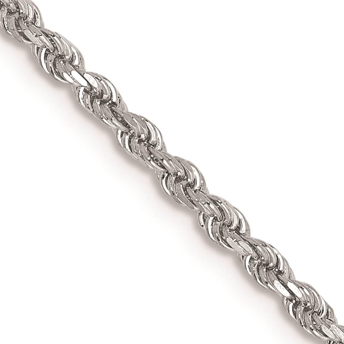 Unisex Gold Classics™ 2mm. White Gold Diamond Cut Rope Necklace