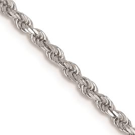 Unisex Gold Classics™ 2mm. White Gold Diamond Cut Rope Necklace