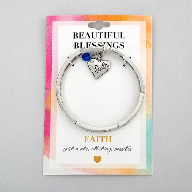 Beautiful Blessings Inspirational Silver Faith Stretch Bracelet