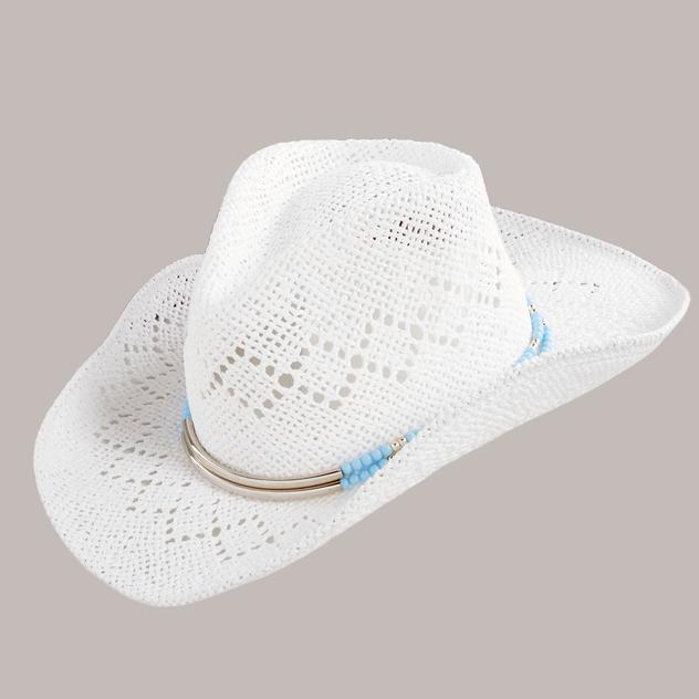 Womens Vince Camuto Bead Trim Cowgirl Hat