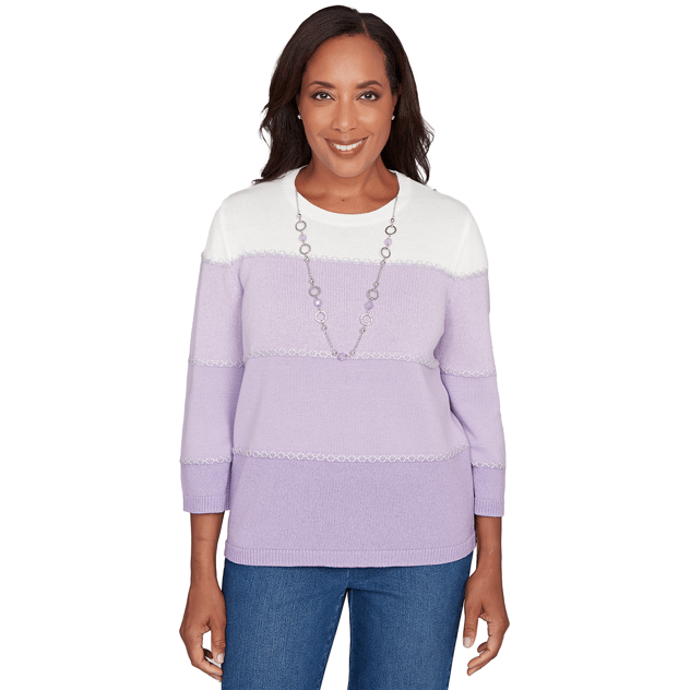 Plus Size Alfred Dunner Hilton Head Ombre Stripe Stitch Sweater