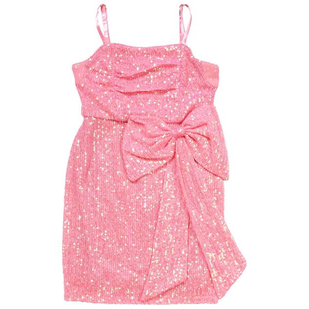 Girls (7-16) Rare Editions Sleeveless Sequin Side Bow Mini Dress