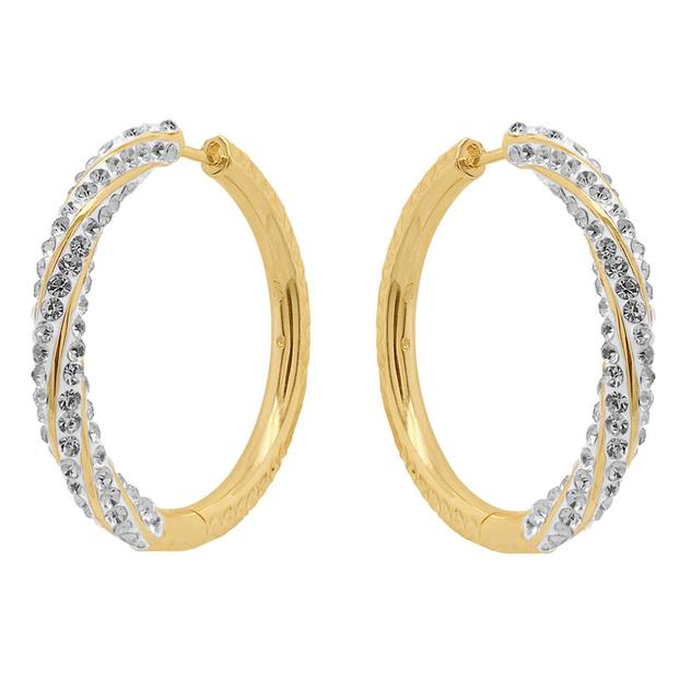 Marsala Diamond-Cut 14kt. Gold Plated Crystal Hoop Earrings
