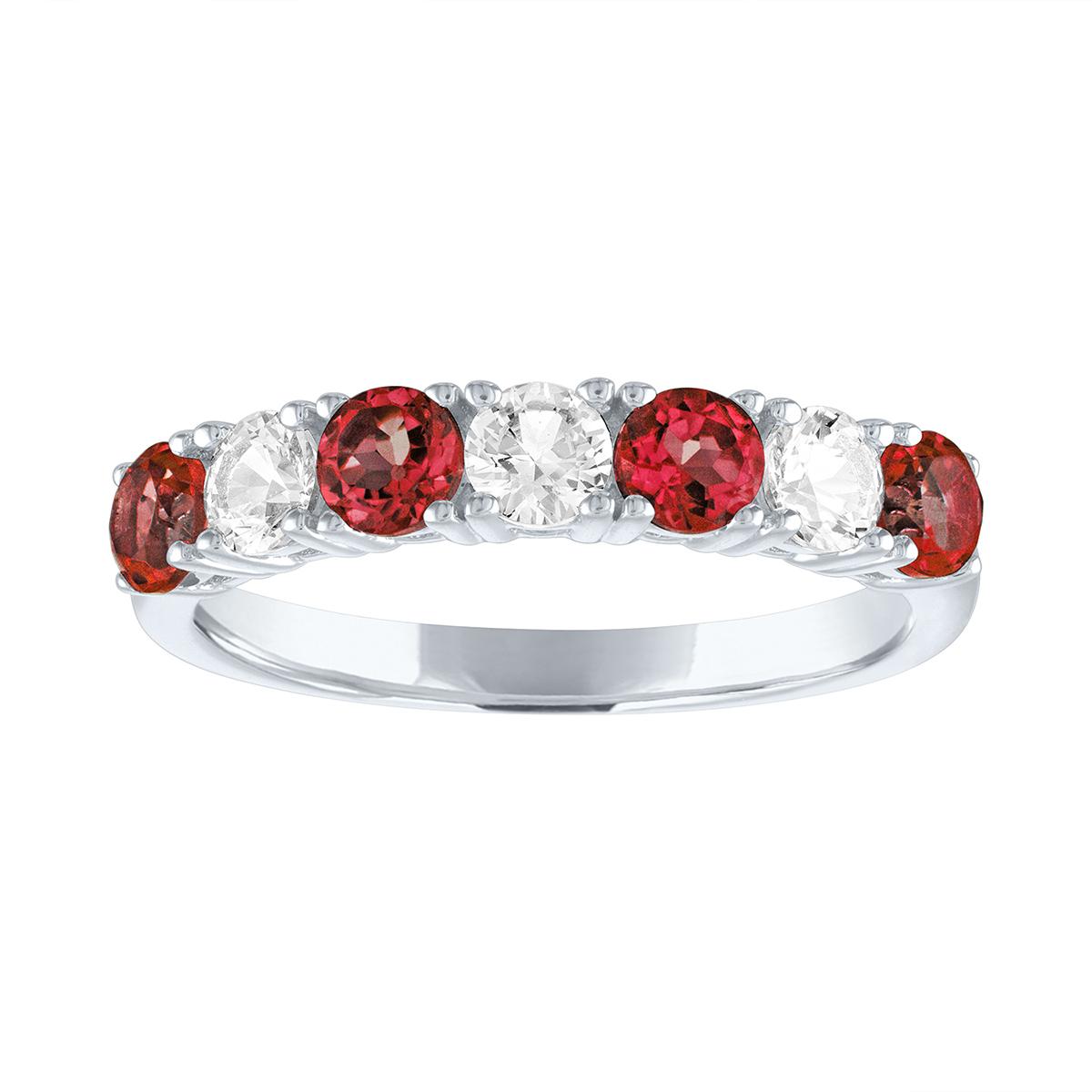 Gemstone Classics(tm) Created Ruby & Sapphire Sterling Silver Band