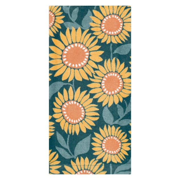 Sunny Groove Blossoms Teal Fiber Reactive Kitchen Towel