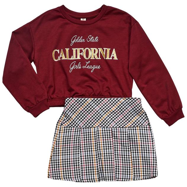Girls (7-16) Sweet Butterfly® California Top with Plaid Skort