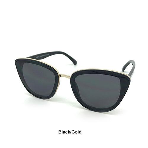 Womens Fanta Eyes Cat Eye Sunglasses w/ Metal Inlay