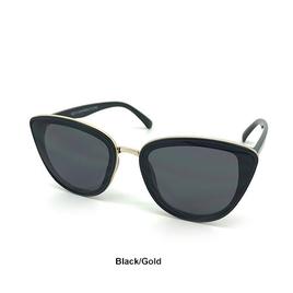Womens Fanta Eyes Cat Eye Sunglasses w/ Metal Inlay