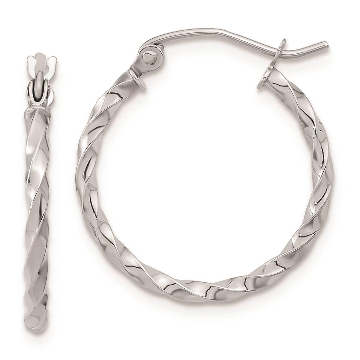 Gold Classics(tm) 10kt. White Gold Twist Polished Hoop Earrings