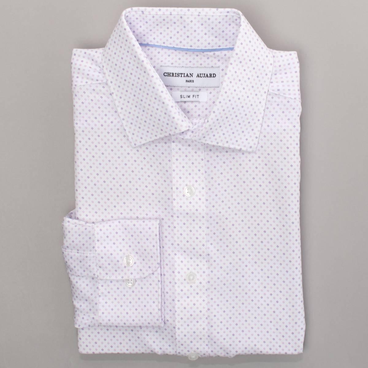 Mens Christian Aujard Slim Stretch Dress Shirt - Purple Geo