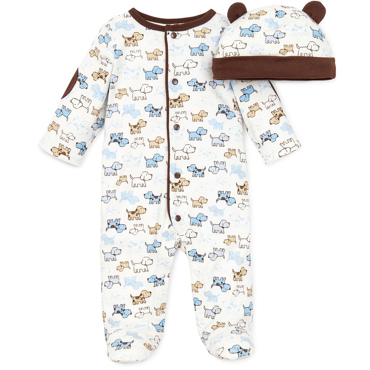 Baby Boy (NB-9M) Little Me Cute Puppy Footie Pajamas w/Hat