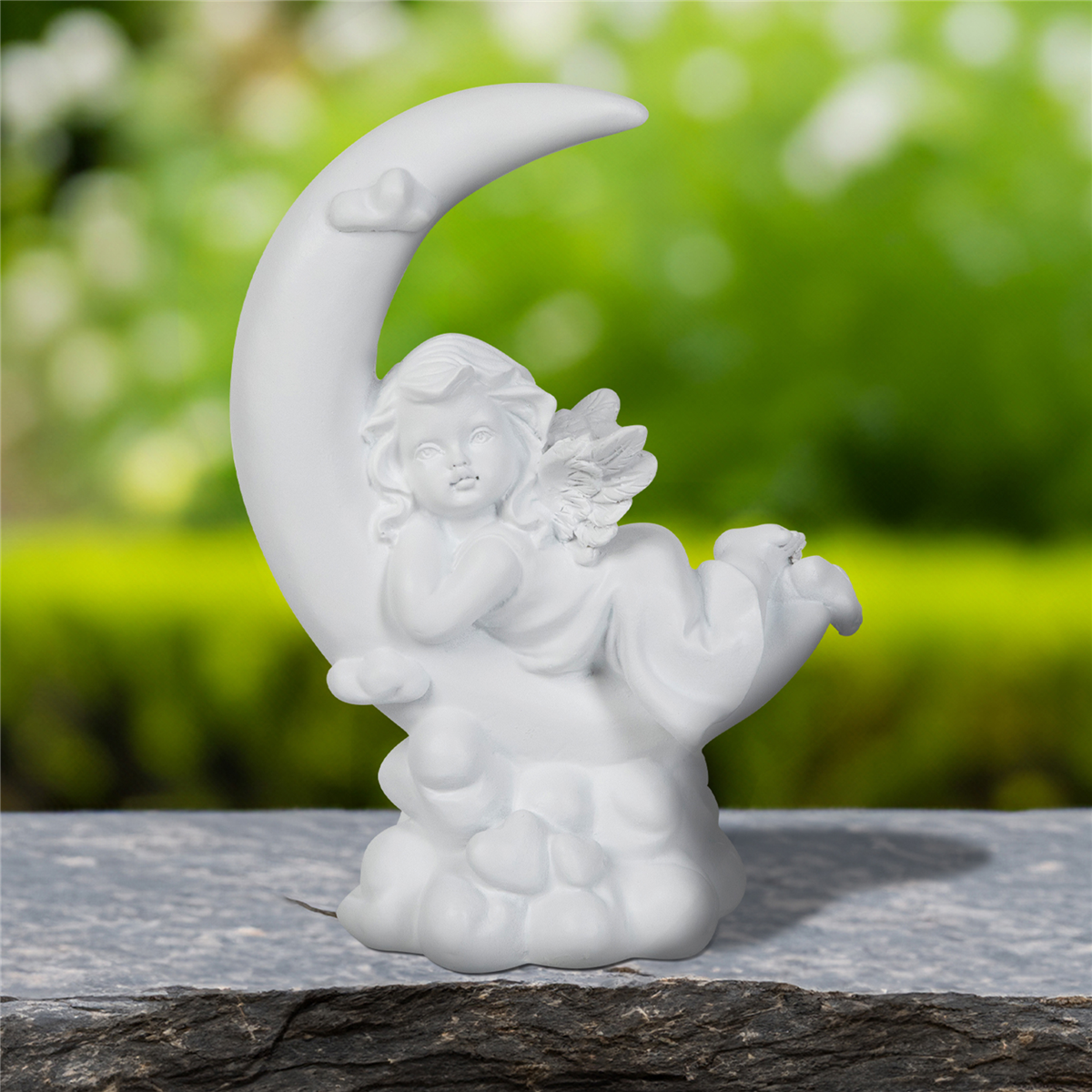 Northlight Girl Cherub Laying on Crescent Moon Statue