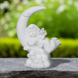 Northlight Girl Cherub Laying on Crescent Moon Statue