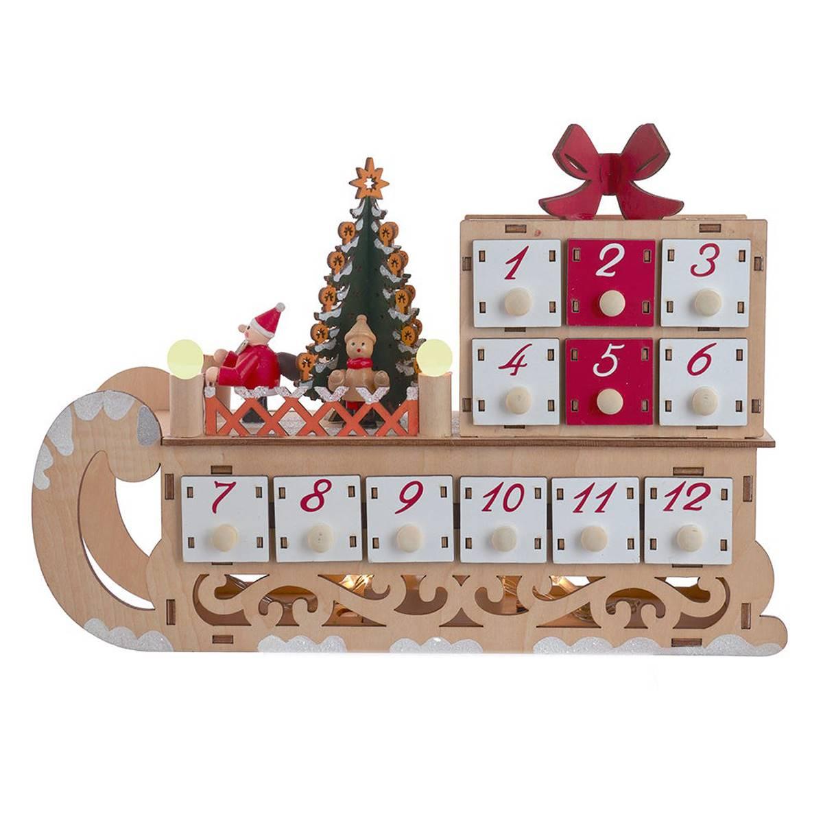 Kurt S. Adler 8.30in. LED Santa Sleigh w/ Advent Calendar