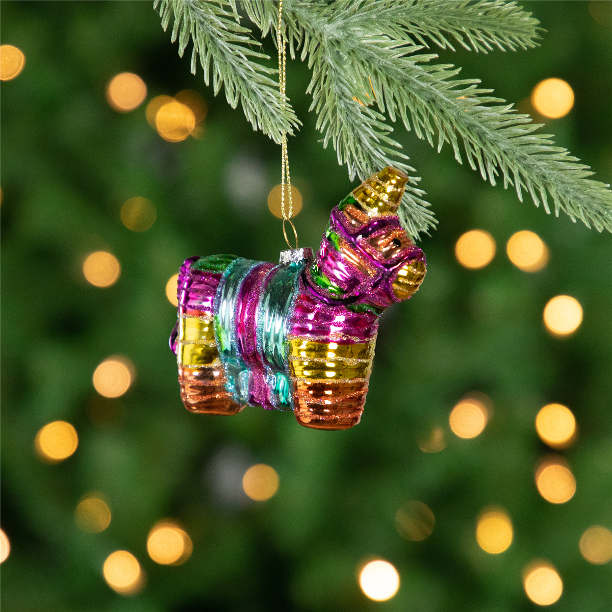 Northlight Pinata Donkey Bohemian Style Glass Christmas Ornament