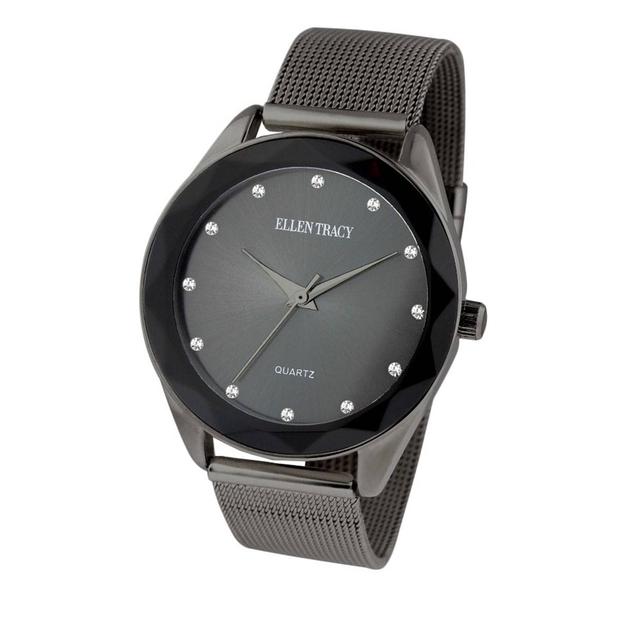 Womens Ellen Tracy Gunmetal-Tone Faceted Bezel Watch - ET5180GU