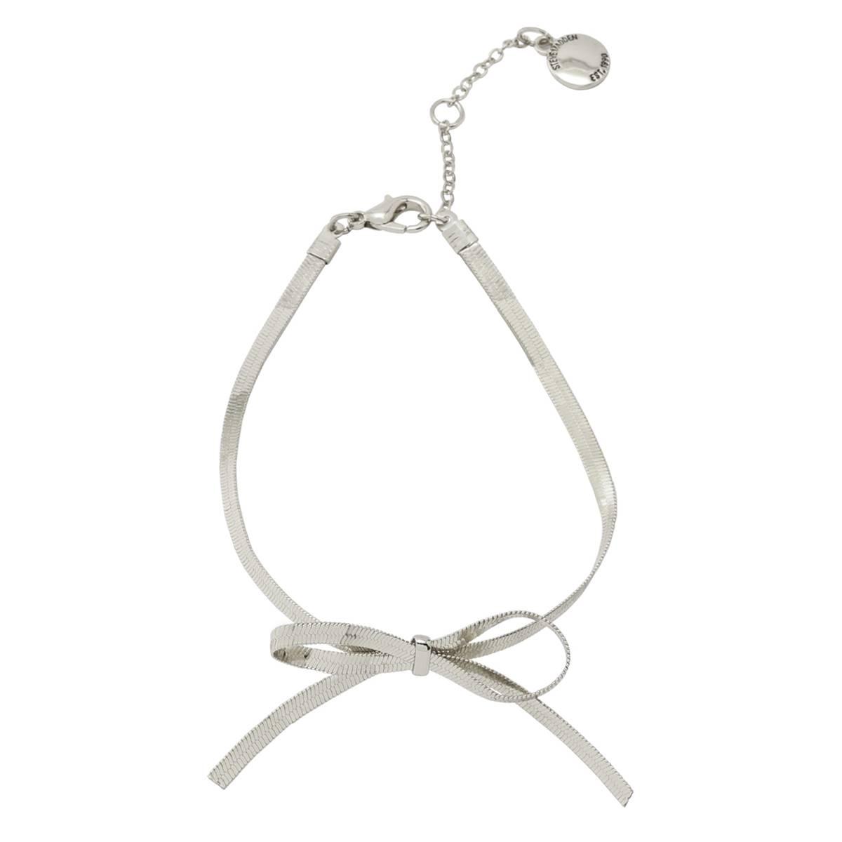 Steve Madden Silver-Tone Bow Chain Strand Bracelet