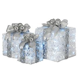 National Tree Pre-Lit 3pc. LED White Gift Box Assortment Set