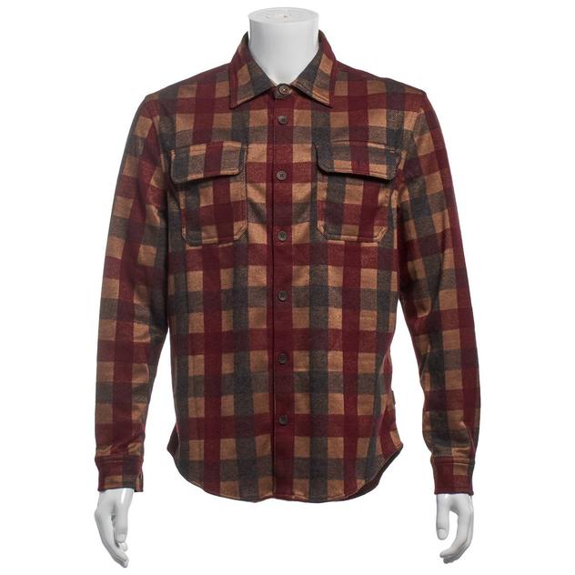 Mens Rainforest® Polyester Flannel Shirt - Burgundy Plaid