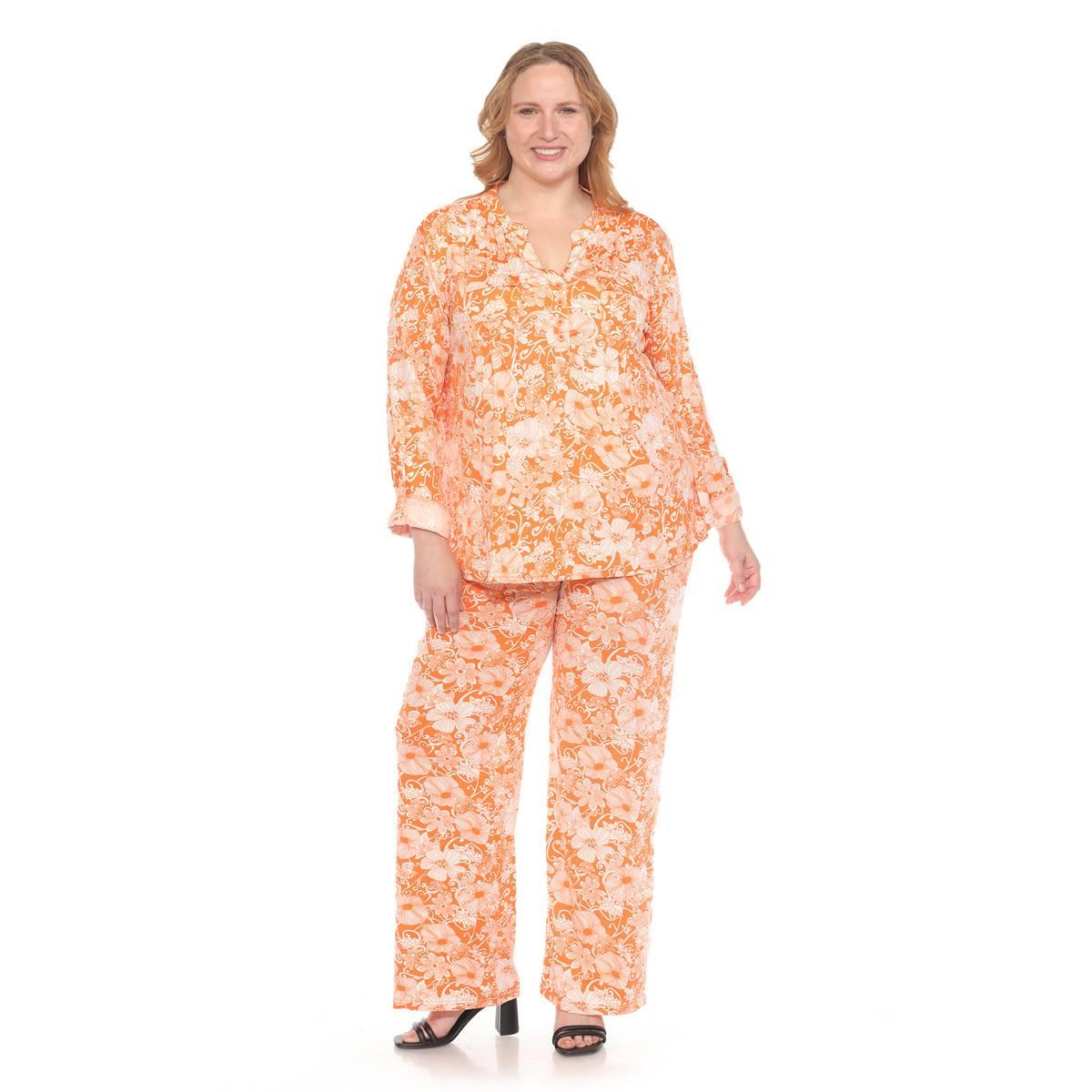 Plus Size White Mark 2pc. Floral Print Tunic and Pant Set