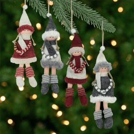 Northlight 4ct. Girls with Scarves Christmas Doll Ornaments