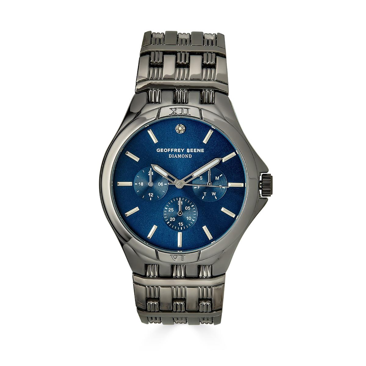 Mens Geoffrey Beene(R) Gunmetal/Diamond Accent Watch-GBA0014GU