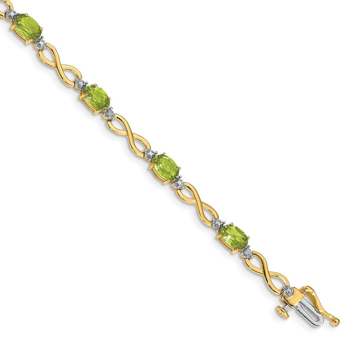 Gemstone Classics(tm) 14kt. Diamond & Peridot Link Bracelet